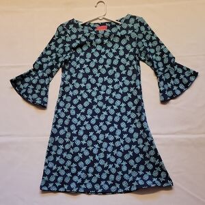 Gingy Navy Blue Womens Cotton Dress with Pineapple Design